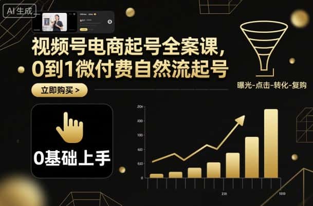 视频号电商起号全案课，0到1微付费自然流起号-优优云创网
