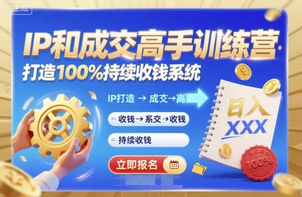 带你成为IP和成交高手的训练营，打造100%持续收钱系统-优优云创网
