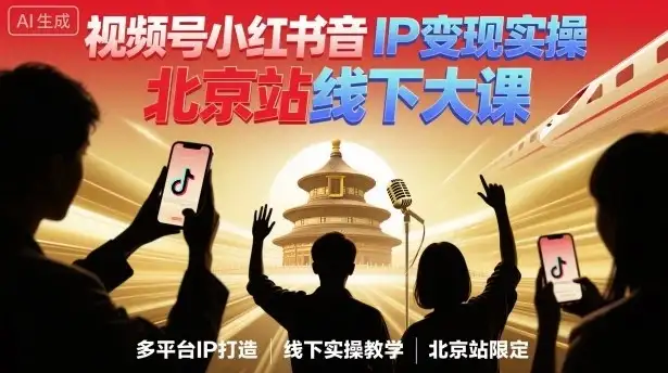 【精】视频号小红书抖音IP变现实操北京站线下大课，40+行业短视频高变现姿势，100+IP高变现实操技术-优优云创网