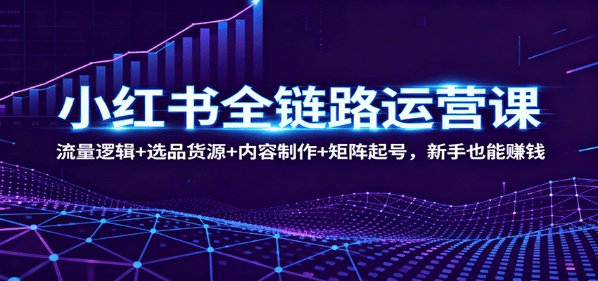 小红书全链路运营课:流量逻辑+选品货源+内容制作+矩阵起号,新手也能赚钱-优优云创网