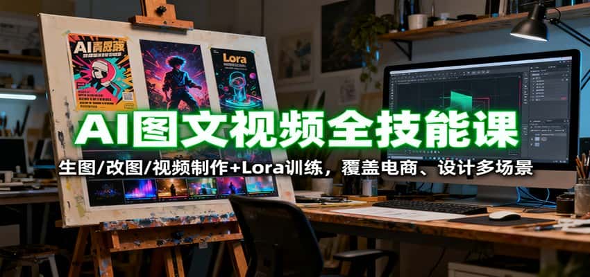 AI图文视频全技能课:生图/改图/视频制作+Lora训练,覆盖电商 、设计多场景-优优云创网