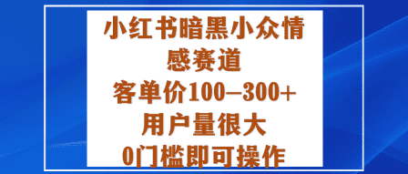 小红书暗黑小众情感赛道，客单价100-300+用户量很大，0门槛即可操作-优优云创网