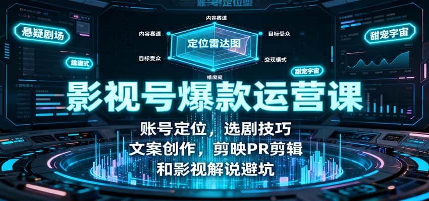 影视号爆款运营课：账号定位，选剧技巧，文案创作，剪映PR剪辑和影视解说避坑-优优云创网