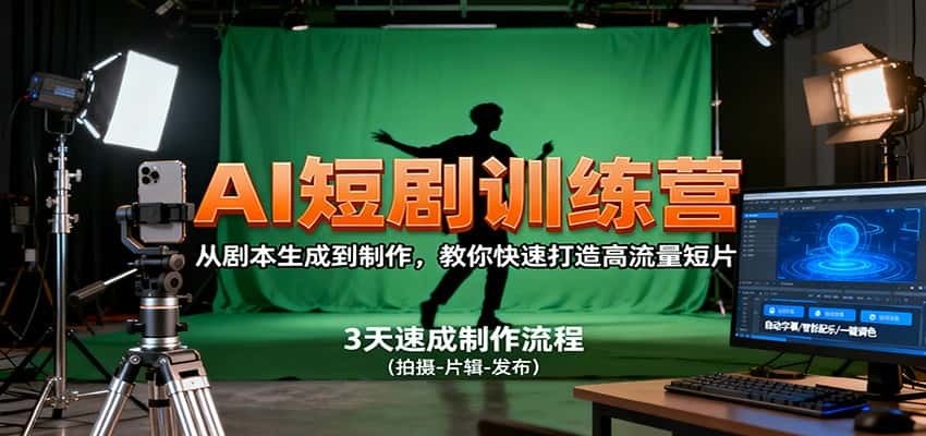 AI短剧训练营,从剧本生成到制作,教你快速打造高流量短片-优优云创网