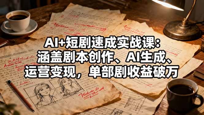 AI+短剧速成实战课：涵盖剧本创作、AI生成、运营变现，单部剧收益破万-优优云创网