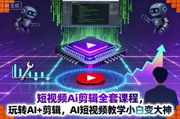 【精】短视频Ai剪辑全套课程，玩转AI+剪辑，AI短视频教学小白变大神-优优云创网