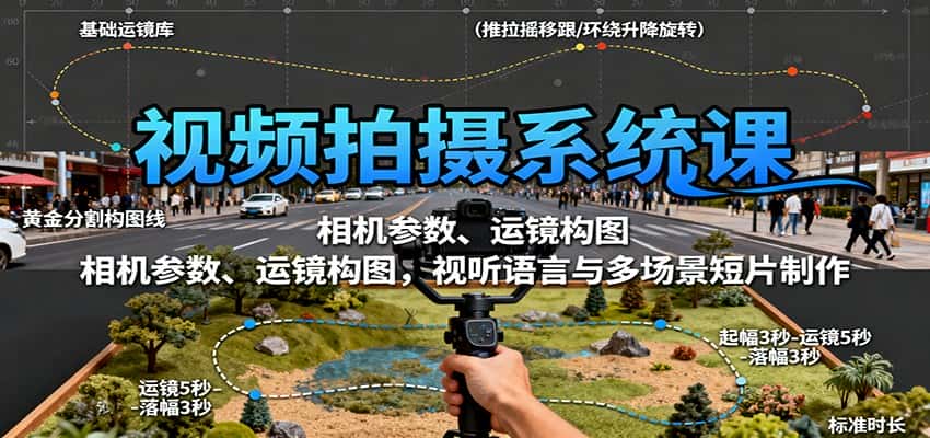 视频拍摄系统课:相机参数、运镜构图,视听语言与多场景短片制作-优优云创网