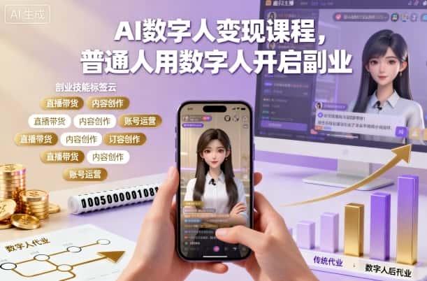 AI数字人变现课程，普通人用数字人开启副业-优优云创网