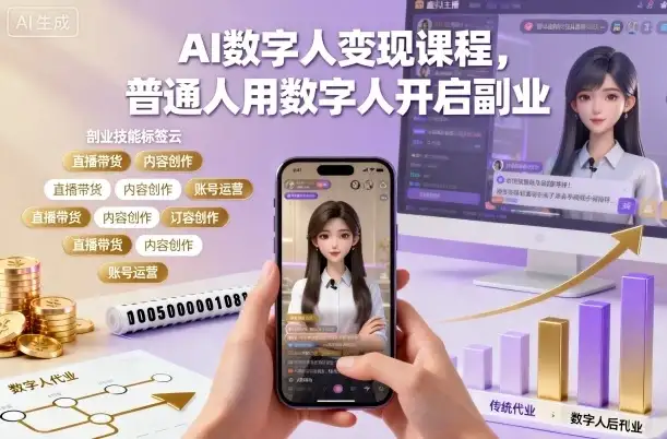 AI数字人变现课程，普通人用数字人开启副业-优优云创网