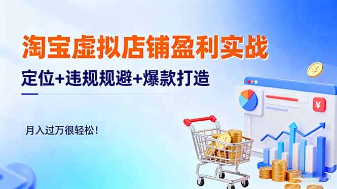 淘宝虚拟店铺盈利实战：定位+违规规避+爆款打造，月入过万很轻松！-优优云创网