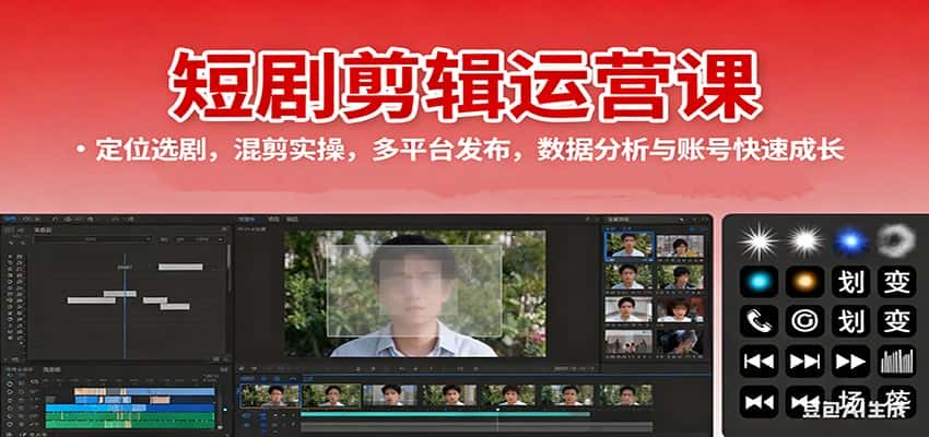 短剧剪辑运营课:定位选剧,混剪实操,多平台发布,数据分析与账号快速成长-优优云创网