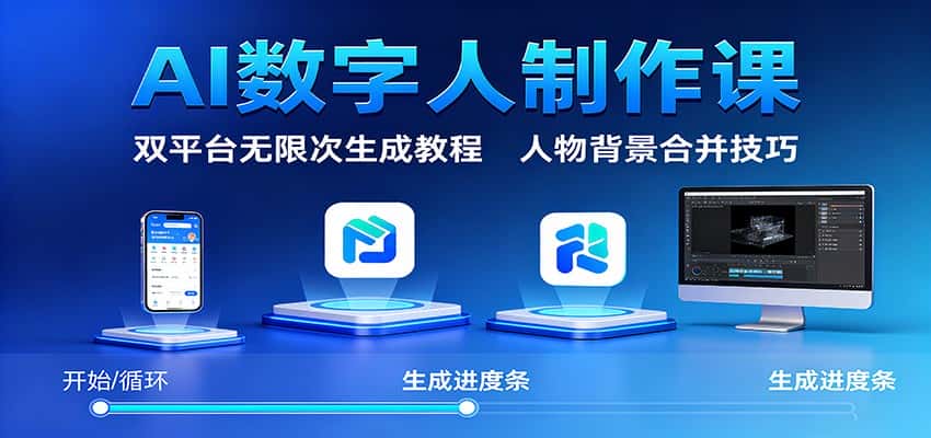 AI数字人制作课:双平台无限次生成教程,人物背景合并技巧-优优云创网