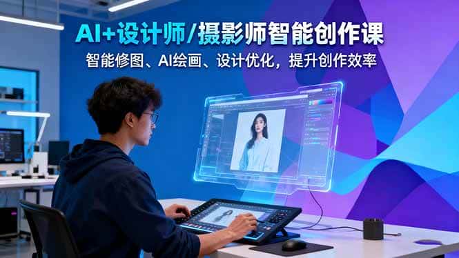 AI+设计师/摄影师智能创作课:智能修图、AI绘画、设计优化,提升创作效率-优优云创网