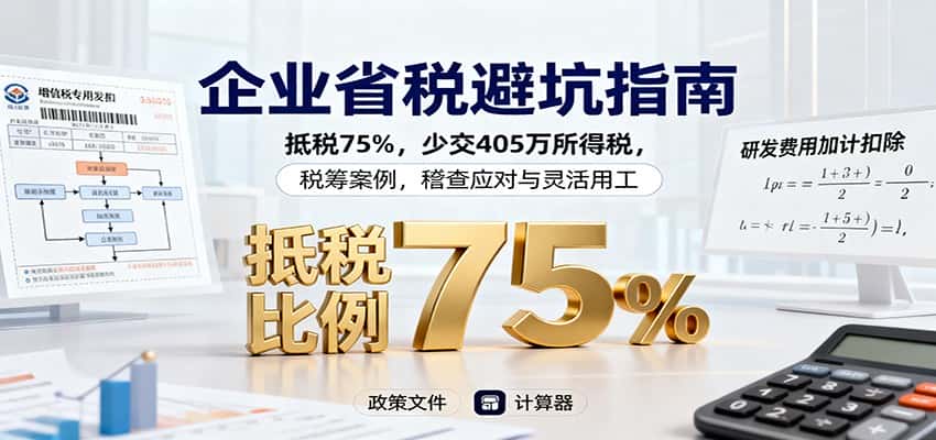 企业省税避坑指南:抵税75%,少交405万所得税,税筹案例,稽查应对与灵活用工-优优云创网