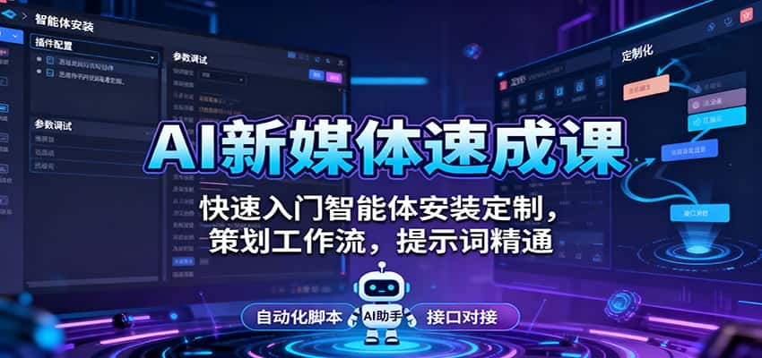 AI新媒体速成课:快速入门智能体安装定制,策划工作流,提示词精通-优优云创网