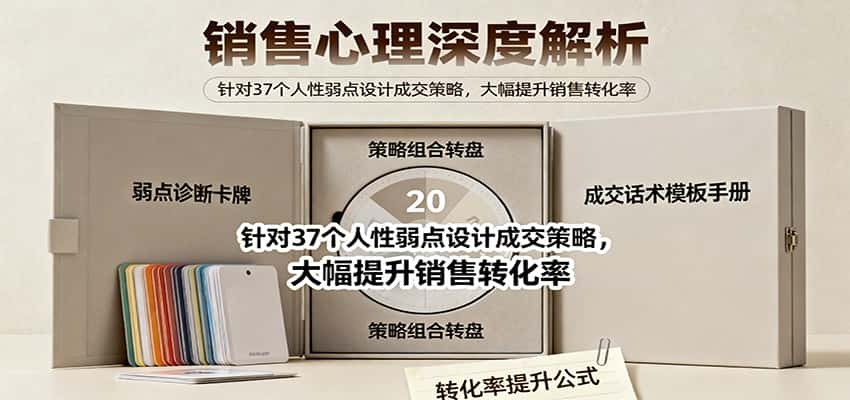 销售心理深度解析：针对37个人性弱点设计成交策略，大幅提升销售转化率！-优优云创网