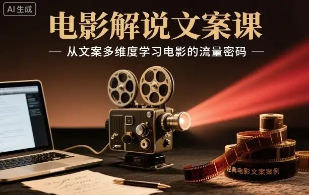 【精】电影解说文案课，从文案多维度学习电影的流量密码-优优云创网