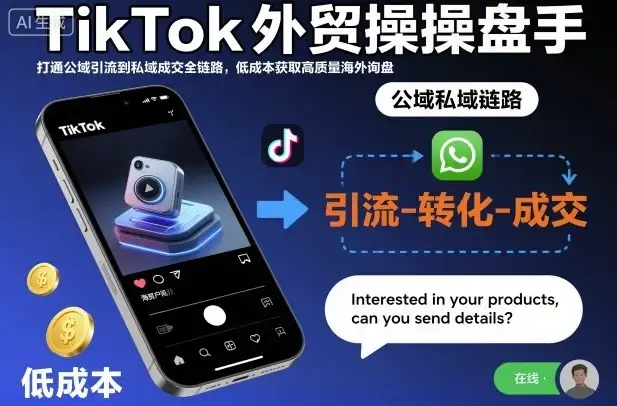 TikTok外贸操盘手，打通公域引流到私域成交全链路，低成本获取高质量海外询盘-优优云创网