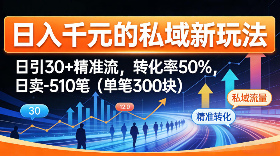 日入千米的私域新玩法:日引30+精准流,转化率50%,日卖5-10笔(单笔300米)-优优云创网