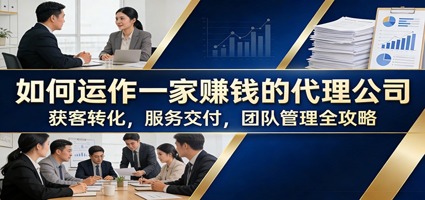 如何运作一家赚钱的代理公司：获客转化，服务交付，团队管理全攻略-优优云创网