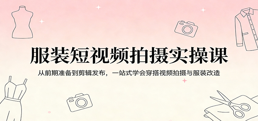 服装短视频拍摄实操课：从前期准备到剪辑发布，一站式学会穿搭视频拍摄与服装改造-优优云创网