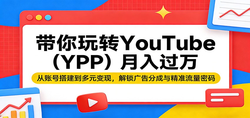 带你玩转YouTube(YPP)月入过万：从账号搭建到多元变现，解锁广告分成与精准流量密码-优优云创网
