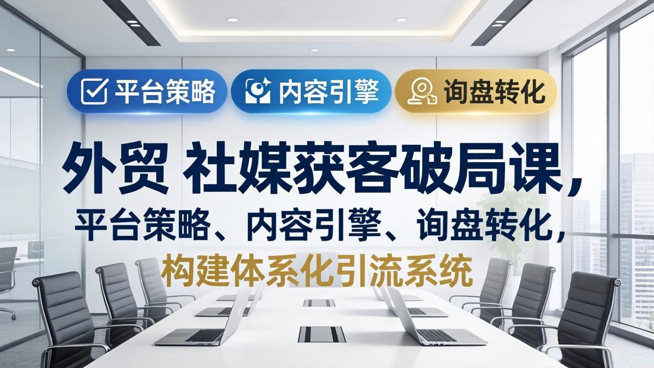 外贸 社媒获客破局课，平台策略、内容引擎、询盘转化，构建体系化引流系统(更新26年3月-优优云创网