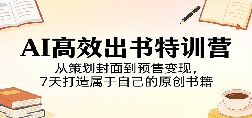 AI高效出书特训营：从策划封面到预售变现，7天打造属于自己的原创书籍-优优云创网