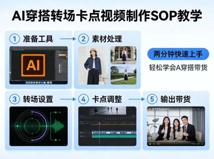 AI穿搭转场卡点视频制作SOP教学，两分钟快速上手，轻松学会AI穿搭带货-优优云创网