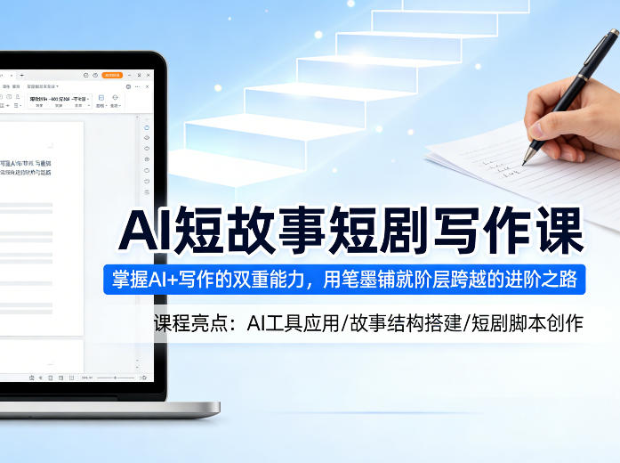 AI短故事短剧写作课，掌握AI+写作的双重能力，用笔墨铺就阶层跨越的进阶之路-优优云创网