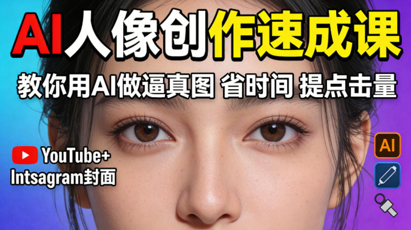 20260407102119946-1a7b2f413acd26dd63c5558f98642191 YouTube+Instagram封面没人点?AI人像创作速成课,教你用AI做逼真图,省时间还能提点击量!