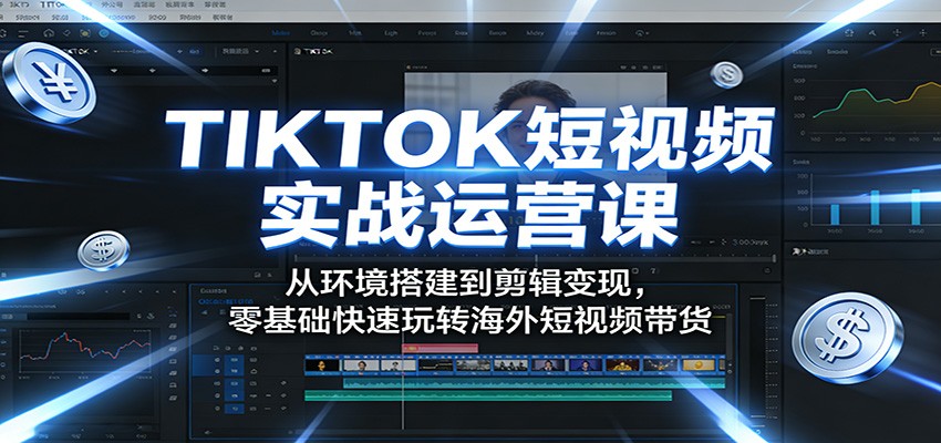TIKTOK短视频实战运营课：从环境搭建到剪辑变现，零基础快速玩转海外短视频带货-优优云创网
