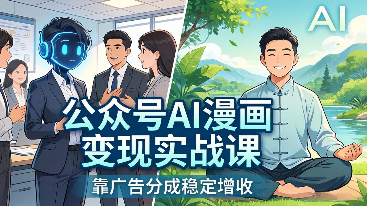 公众号AI漫画变现实战课：星座/职场/养生多赛道+智能体发文，靠广告分成稳定增收-优优云创网