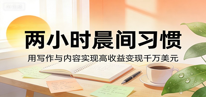 付费文章：两小时晨间习惯，用写作与内容实现高收益变现千万美元-优优云创网