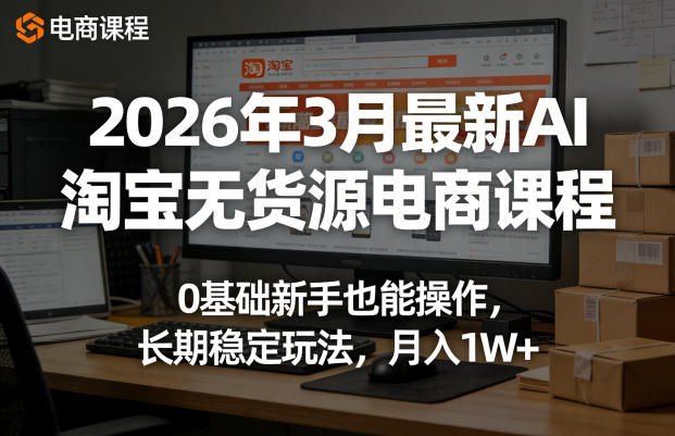 20260410101121493-cbc7d0e573d70e15ccae32e1163ef458 2026年3月最新AI淘宝无货源电商课程,0基础新手也能操作,长期稳定玩法,月入1W+(更新0410)