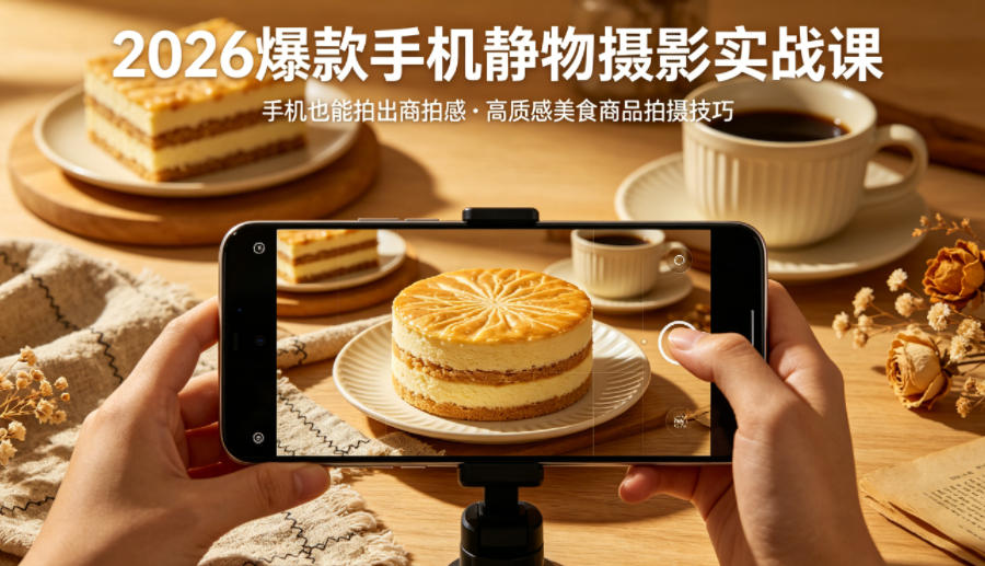 20260410101620798-5f3621219c1e05d2fa9854695fc2dc37 2026爆款手机静物摄影实战课,手机也能拍出商拍感,学会拍出高质感美食商品
