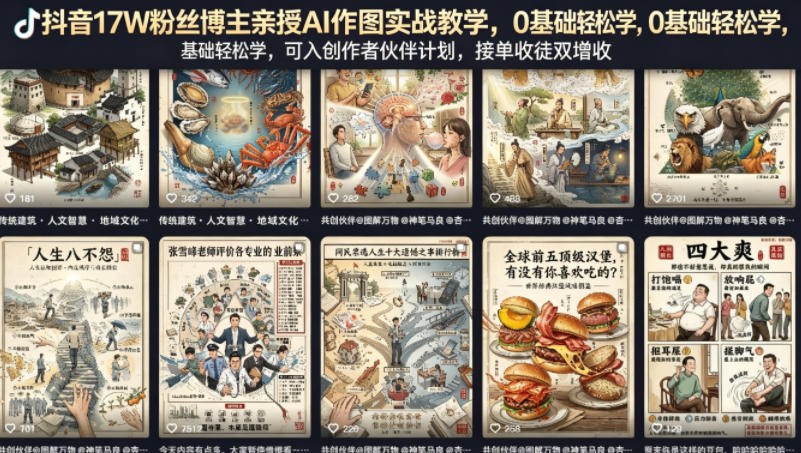 20260411121819550-3c9edce55fd6edb36c1b29a02aa8f3a7 抖音17W粉丝博主亲授AI作图实战教学,0基础轻松学,可入创作者伙伴计划,接单收徒双增收