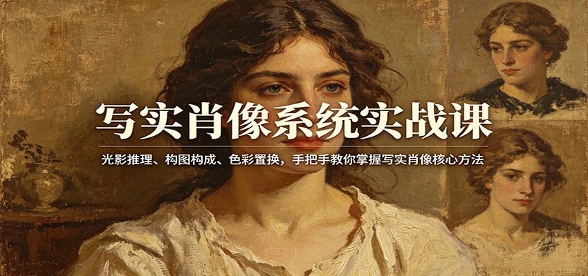 写实肖像系统实战课：光影推理、构图构成、色彩置换，手把手教你掌握写实肖像核心方法-优优云创网