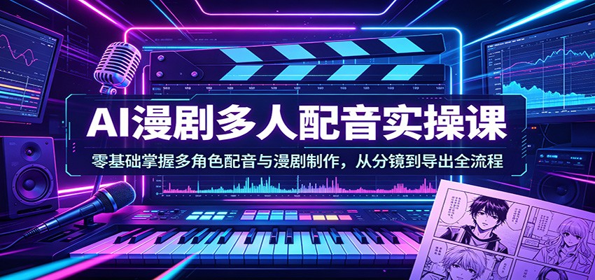 AI漫剧多人配音实操课：零基础掌握多角色配音与漫剧制作，从分镜到导出全流程-优优云创网