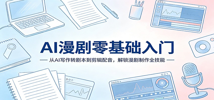 AI漫剧零基础入门：从AI写作转剧本到剪辑配音，解锁漫剧制作全技能-优优云创网