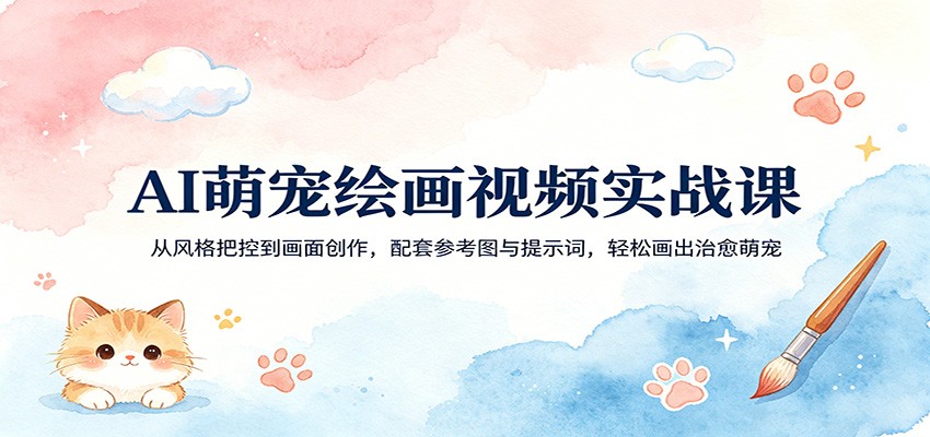 AI萌宠绘画视频实战课：从风格把控到画面创作，配套参考图与提示词，轻松画出治愈萌宠-优优云创网