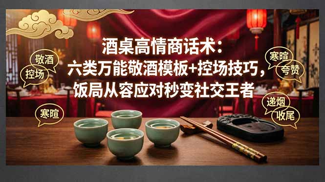 付费文章：酒桌高情商话术：六类万能敬酒模板+控场技巧，饭局从容应对秒变社交王者-优优云创网