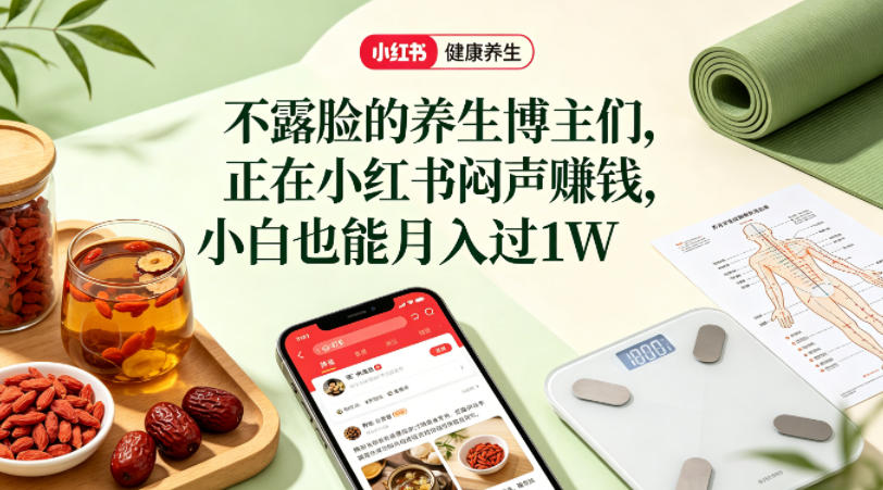 小红书健康养生科普图文赛道,不露脸的养生博主们,正在小红书闷声賺钱,小白也能月入过1W-优优云创网