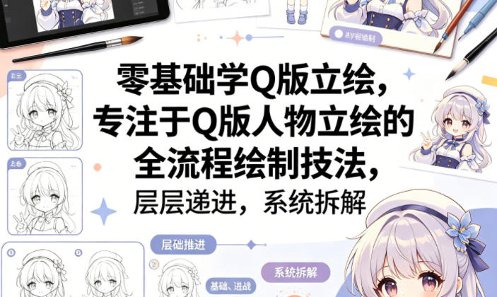 20260415161620134-fd6c402599675830f4b9adc2ad24e69f 零基础学Q版立绘,专注于Q版人物立绘的全流程绘制技法,层层递进,系统拆解