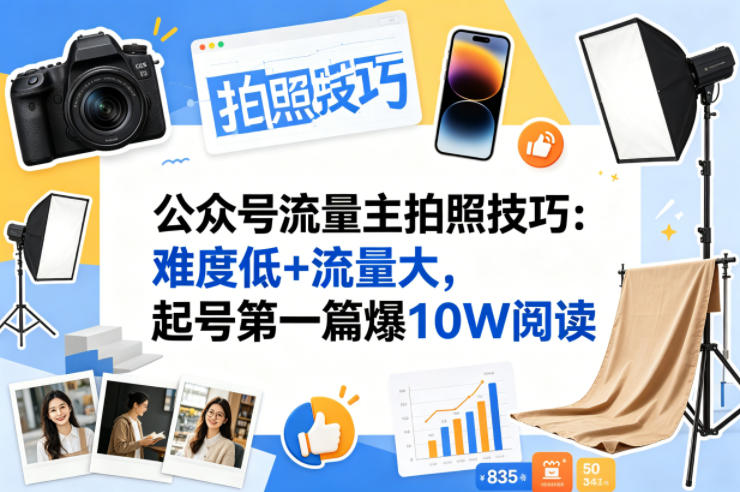 20260418201656320-1d11e22acb3f64ef9897d8359dbc52a5 公众号流量主之拍照技巧赛道,难度低+流量大,起号第一篇就爆了10w阅读