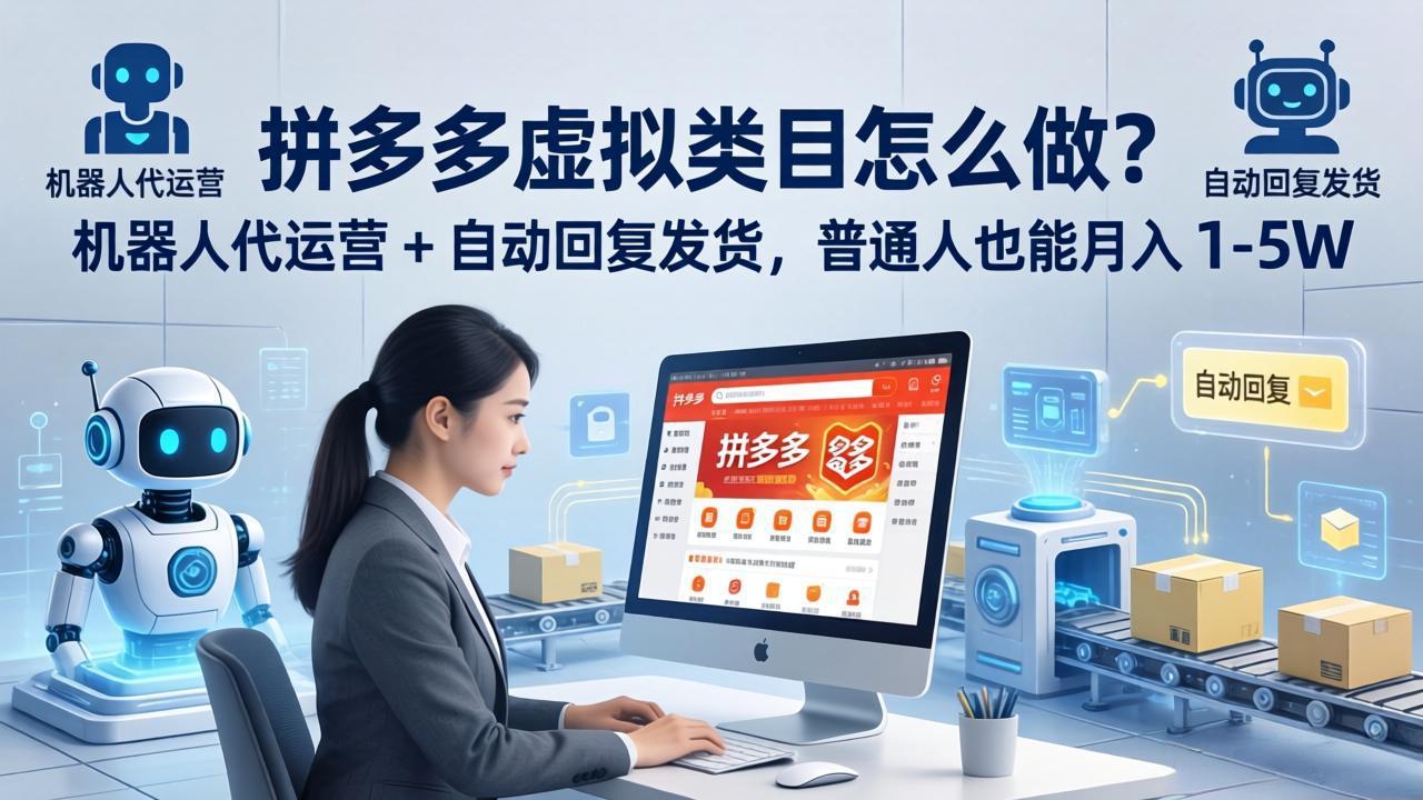 拼多多虚拟类目怎么做?机器人代运营 + 自动回复发货,普通人也能月入 1-5W-优优云创网