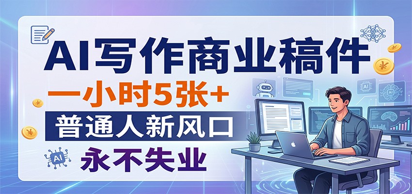 AI写作商业稿件,一小时5张+,普通人新风口,永不失业-优优云创网