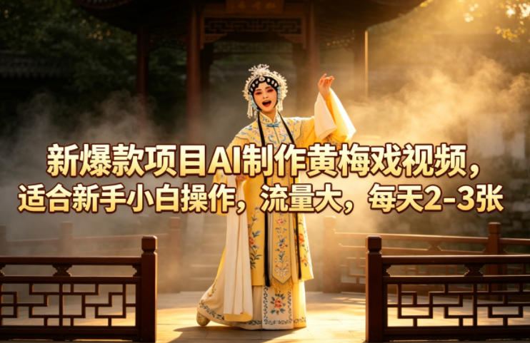 20260425101500101-bea55d8bfe0c109dd3a80e646237f995 新爆款项目AI制作黄梅戏视频,适合新手小白操作,流量大,每天2-3张