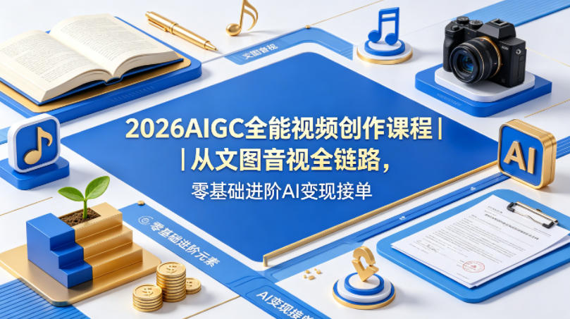 20260426100512457-7d4a20c2814d41f688974fd62d2ee36a 2026AIGC全能视频创作课程|从文图音视全链路,零基础进阶AI变现接单