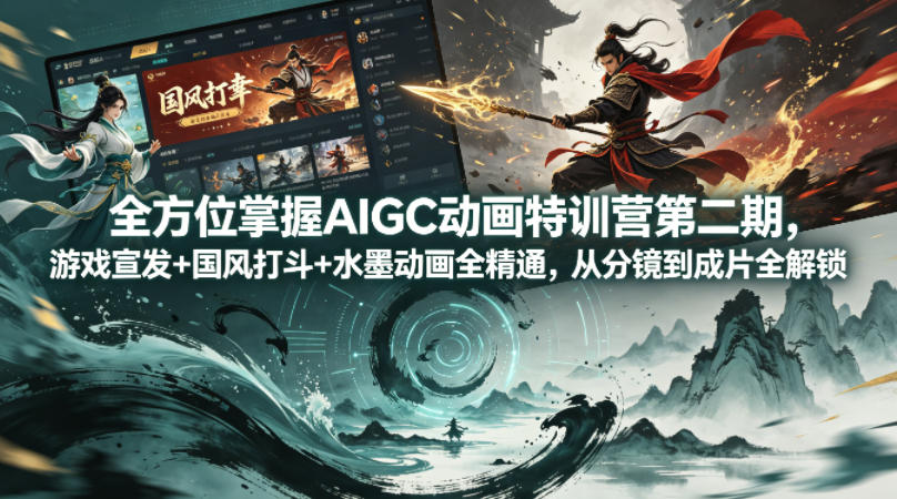 20260428121254831-b190b10a5eb96e72c2a2df655350d661 全方位掌握AIGC动画特训营第二期,游戏宣发+国风打斗+水墨动画全精通,从分镜到成片全解锁